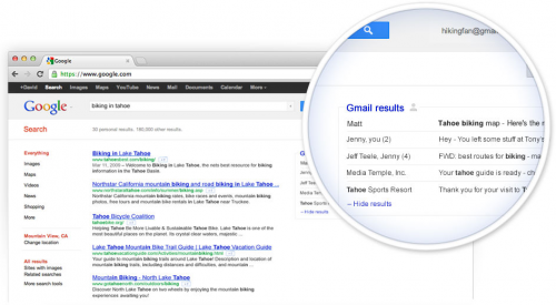Gmail in den Suchergebnissen