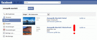 Webseiten in der Ergebnissen der Facebook-Suche