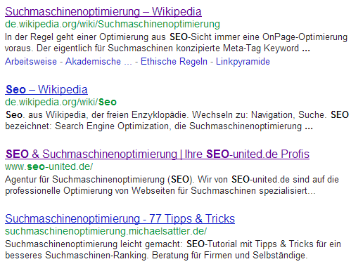 URL bei Google