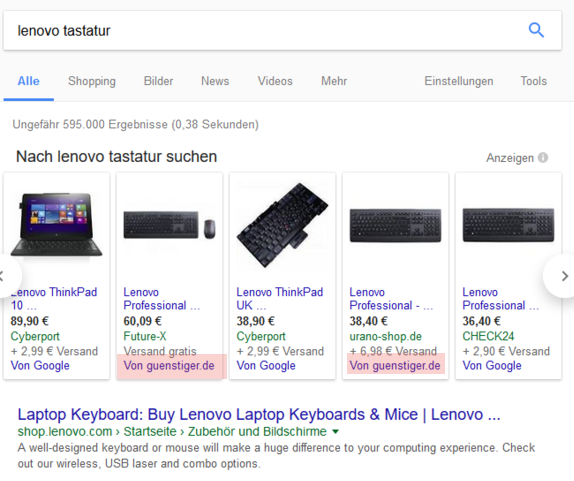 neue Google Shopping Suche