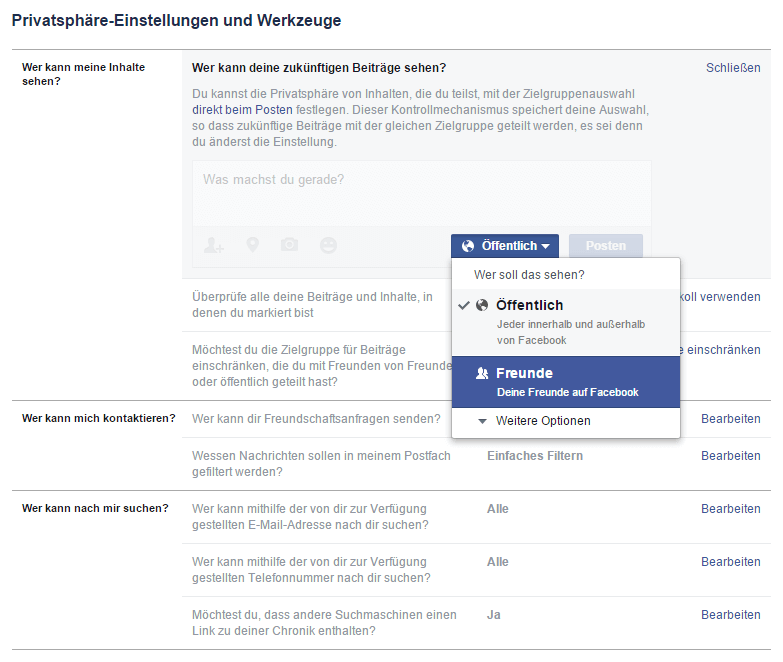 Beschränkung der Zielgruppe für neue Beiträge